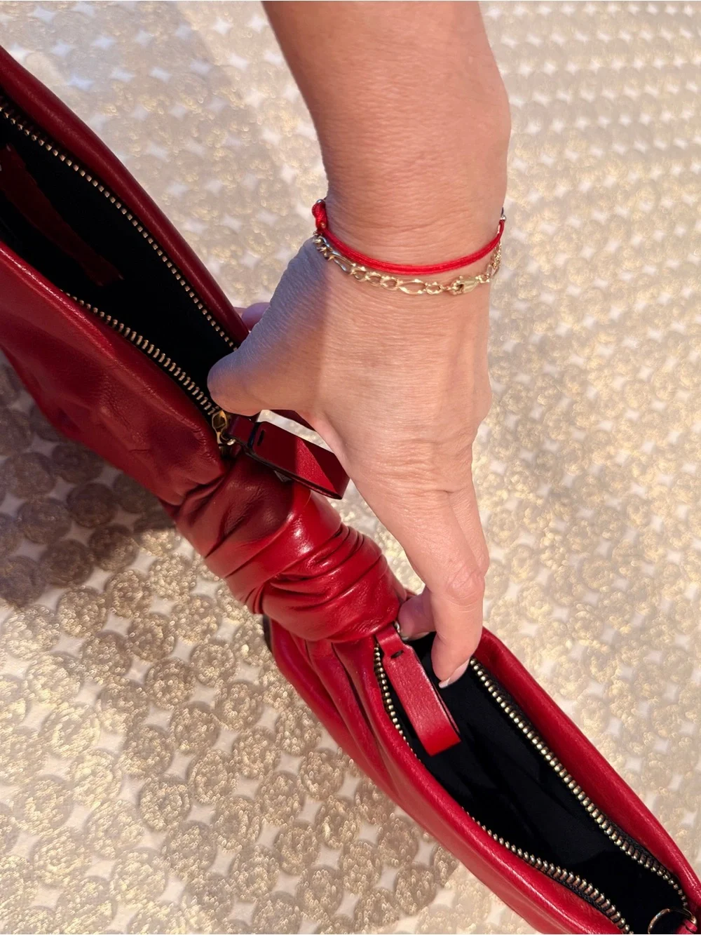 Authentic vintage Valentino Garavani Red Bow-Knot Leather Clutch